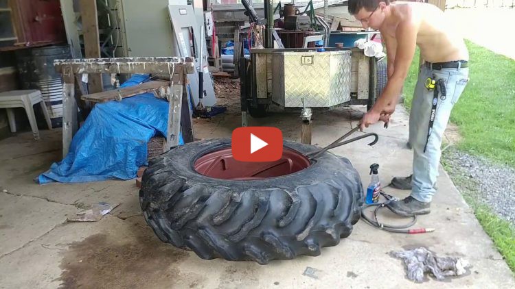 What A Huge Job Mounting The Huge Farm Tractor Tire Back Onto The Rim