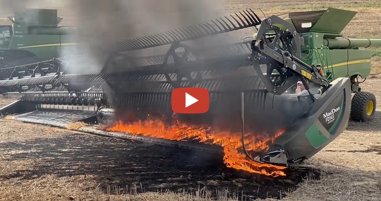 John Deere Combine Fire Where The Header Is Disconnected To Save The ...