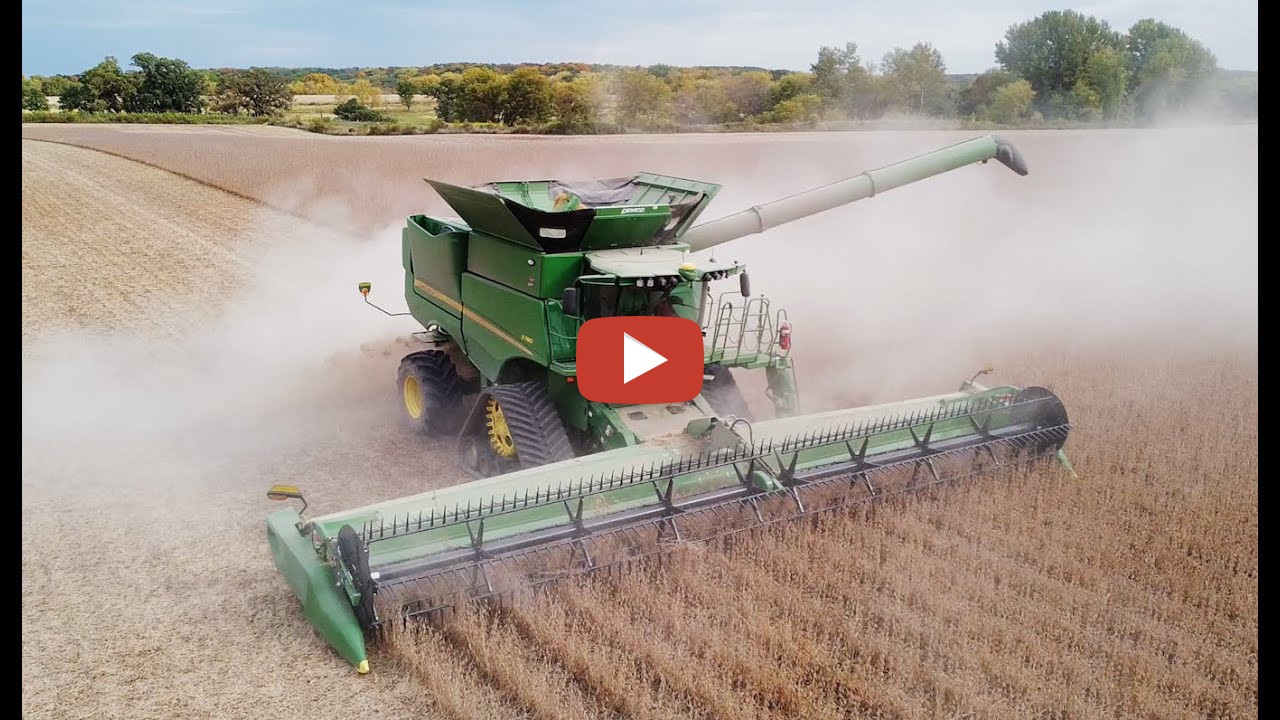 *Southern Minnesota John Deere S780 Combine Harvests Soybeans Bauer