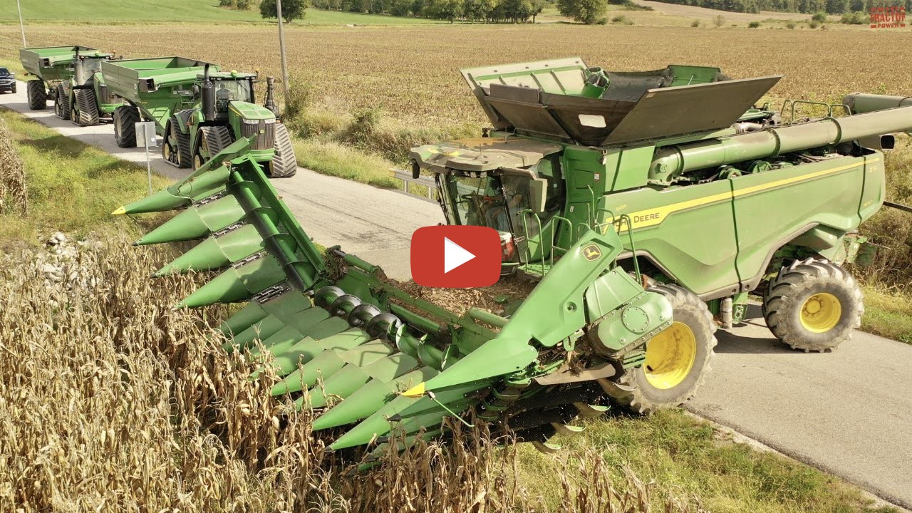 Bigtractorpower 2022 In The Field With A C16f John Deere 16 Row Folding Corn Head Paired With A 7612