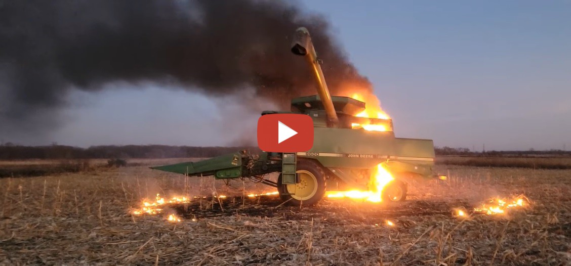 Tragic Combine Fire Josh's John Deere 9600 John Deere Total Loss Video ...