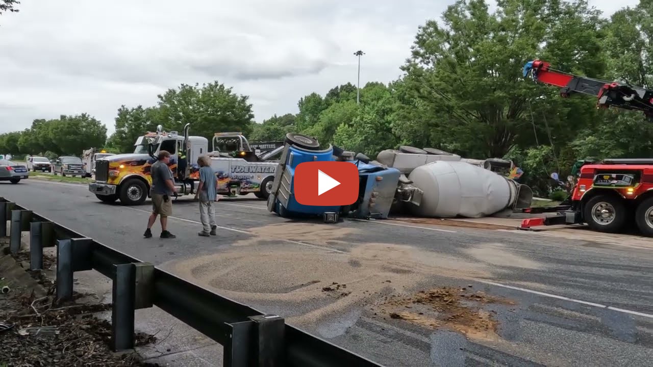 Overturned Concrete Truck Fully loaded concrete truck(I think 12