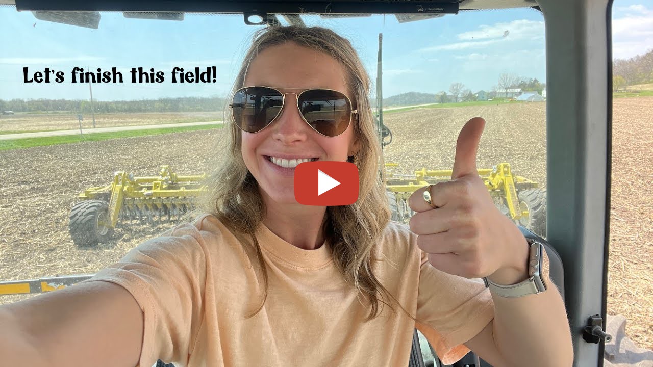 New Age Custom Farming Emily's driving the new degelman protill